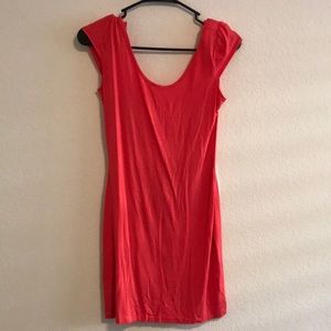 ASOS Bright Coral Backless Mini Dress w/ Bow